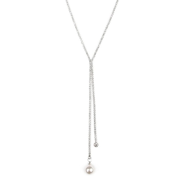 Silver Dual Chain Lariat Necklace - Picture 4 of 7